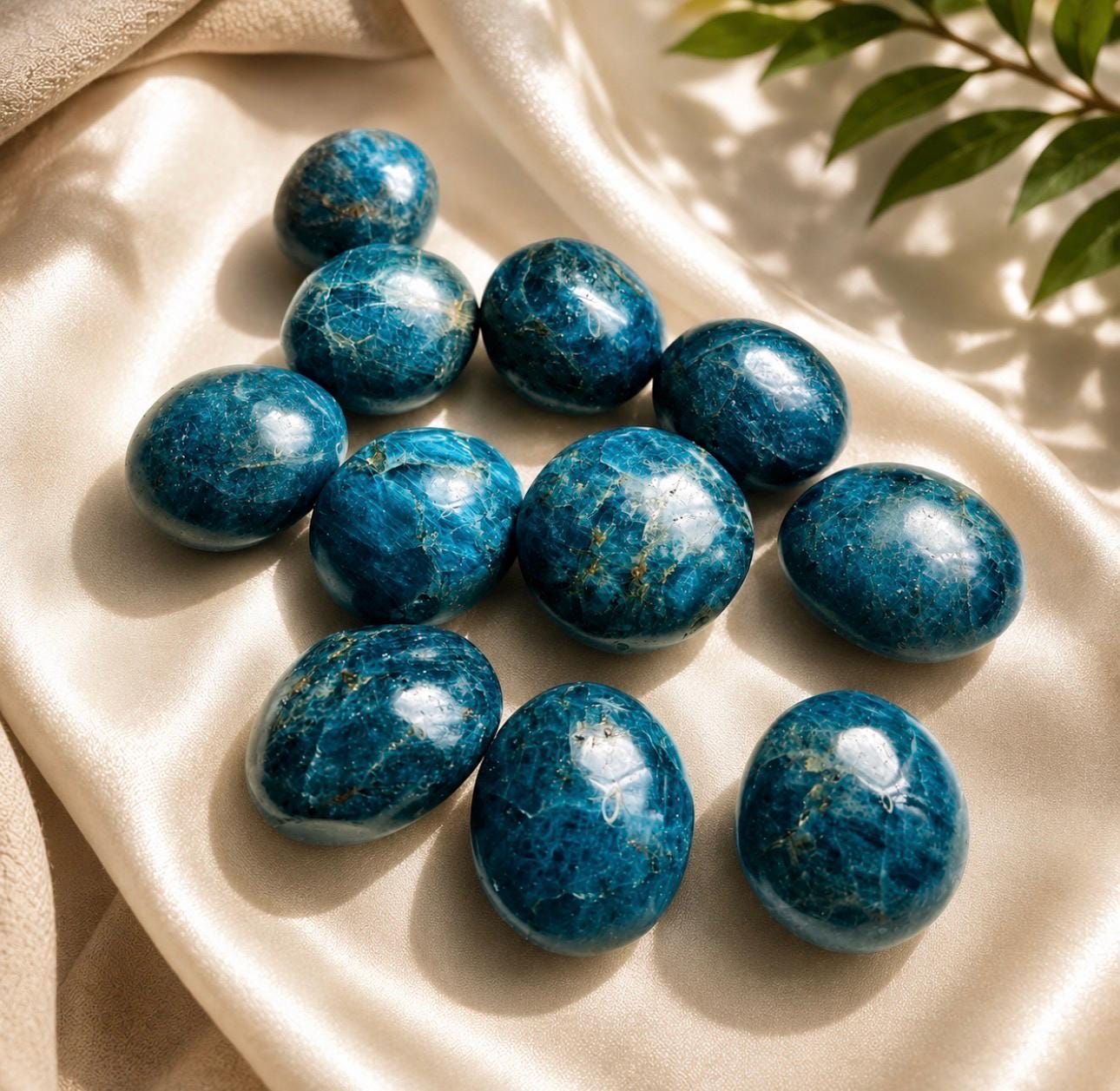 Blue Apatite Crystal Palm Stone: Tranquility Healing Stone
