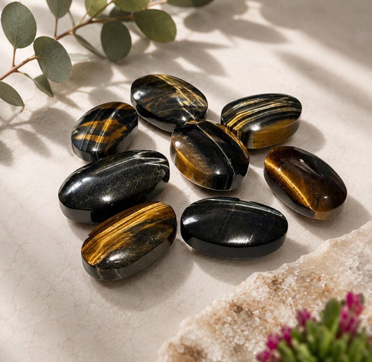 Blue Tiger's Eye Palm Stone - Strength & Protection | Luna by Louise Crystal Shop UK