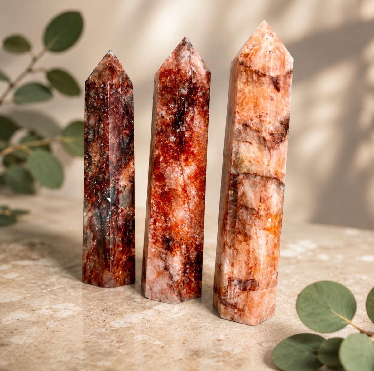 Fire Quartz Large Tower: Hematoid Crystal, Polished Standing Stone