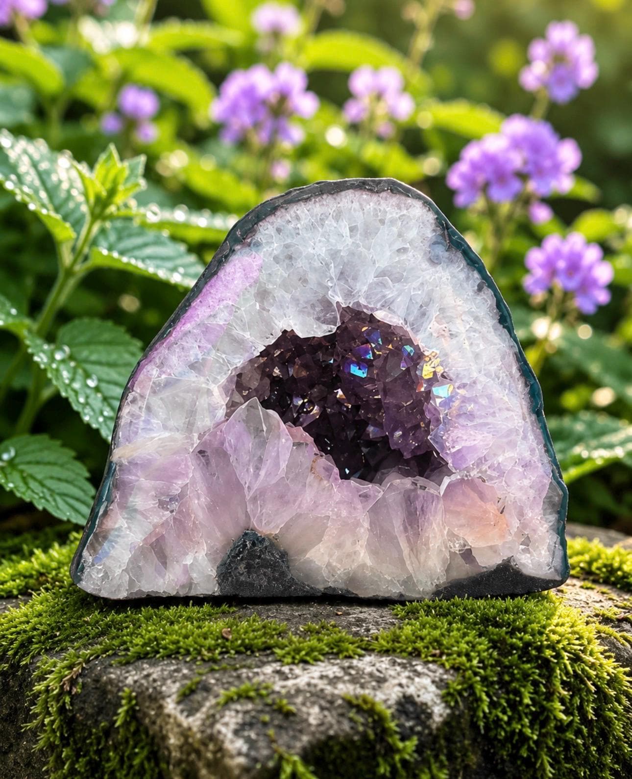 Amethyst Aura Cathedral Geodes – Rainbow Crystal Display Pieces | Luna by Louise, Crystal Shop UK