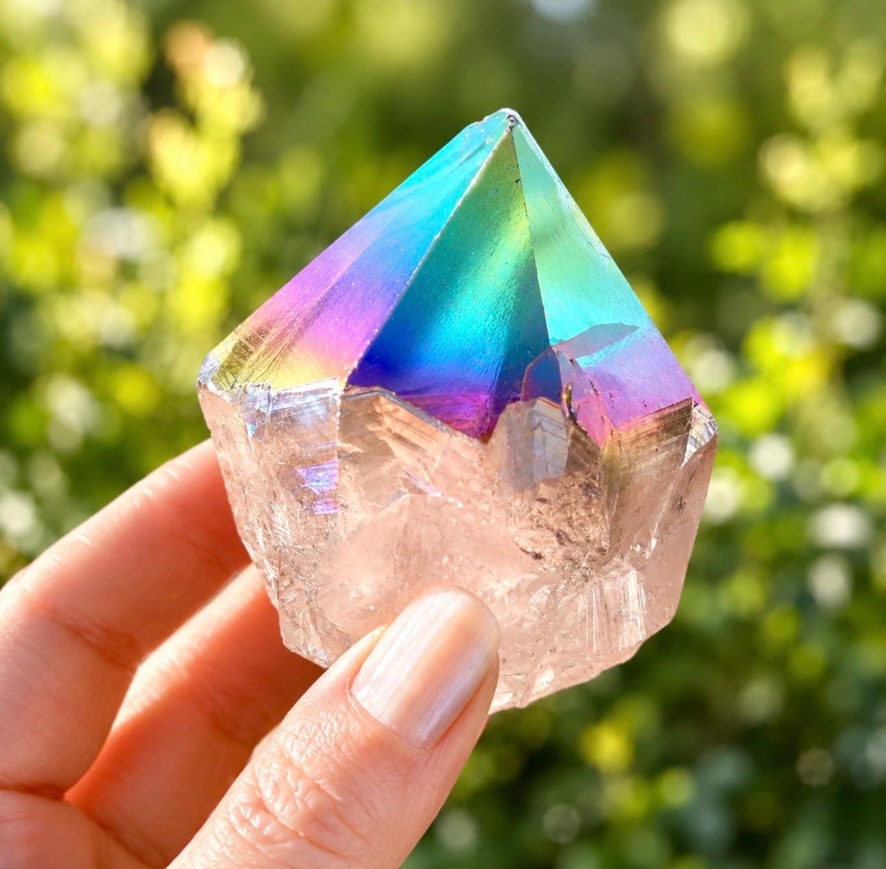 Amethyst Crystal Point: Celestial Aura Cut Base, Ethereal Purple Decor