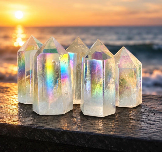 Angel Aura Quartz Tower Point: Iridescent Crystal Healing