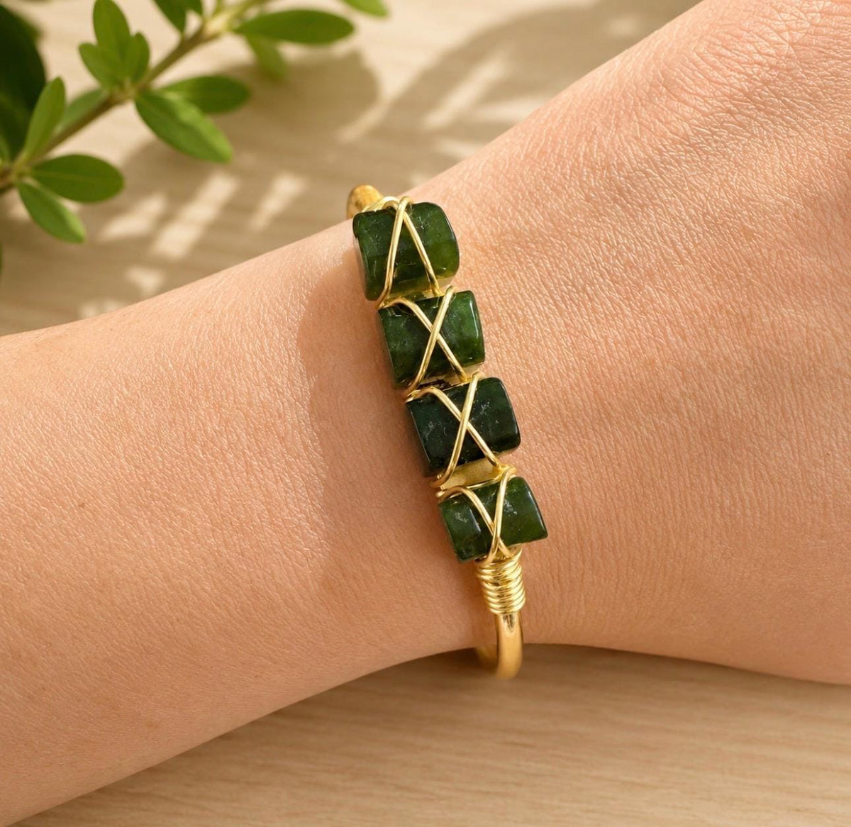 Australian Jade Cuff Bangle | Handmade Crystal Bracelet | Luna by Louise, Crystal Shop UK