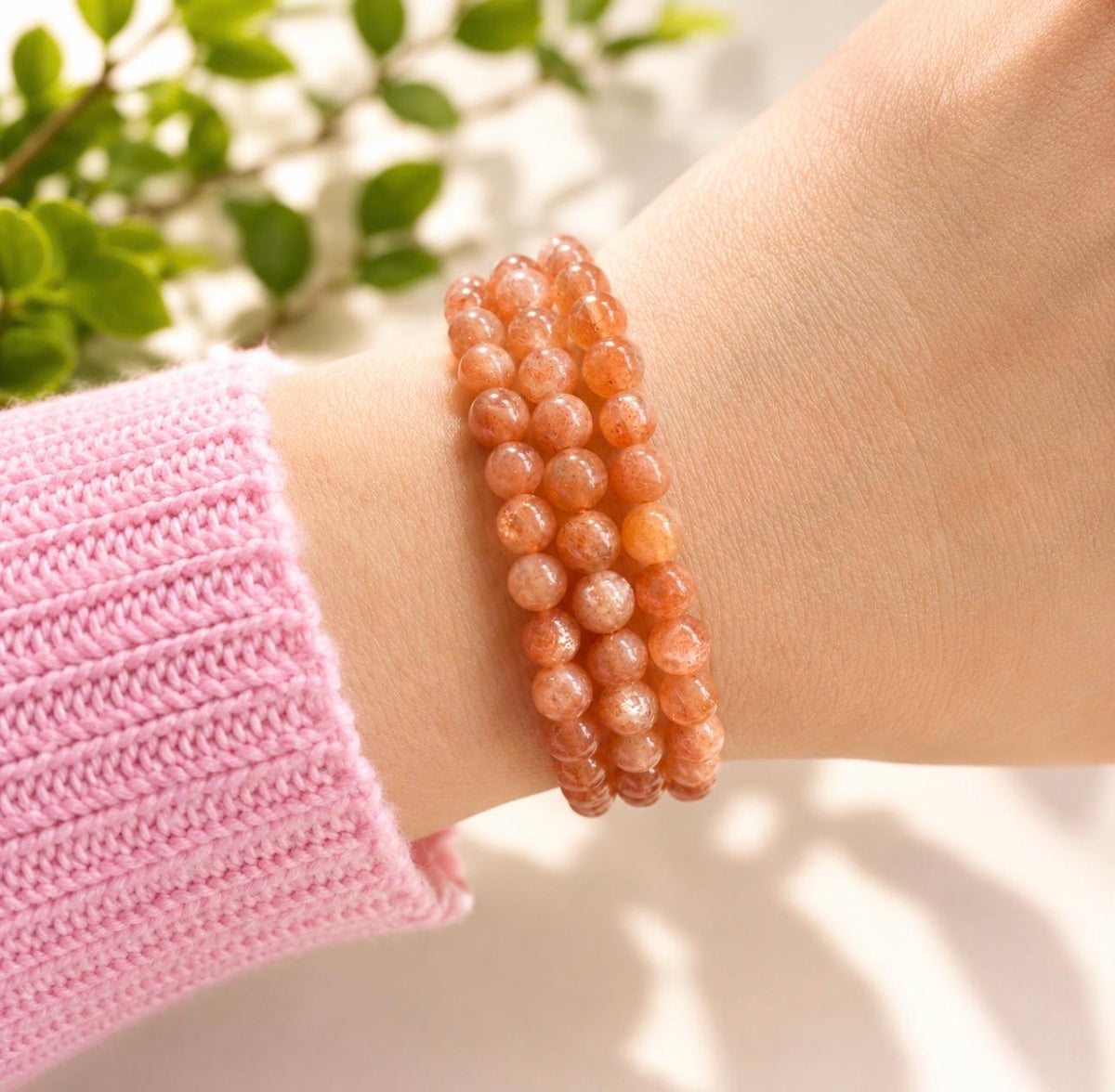 Sunstone Crystal Bracelet 6mm • Positivity, Confidence & Energy Boost. 7.5"