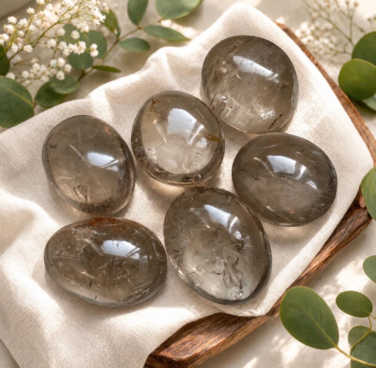 Smokey Quartz Palm Stone: Clarity & Grounding Crystal