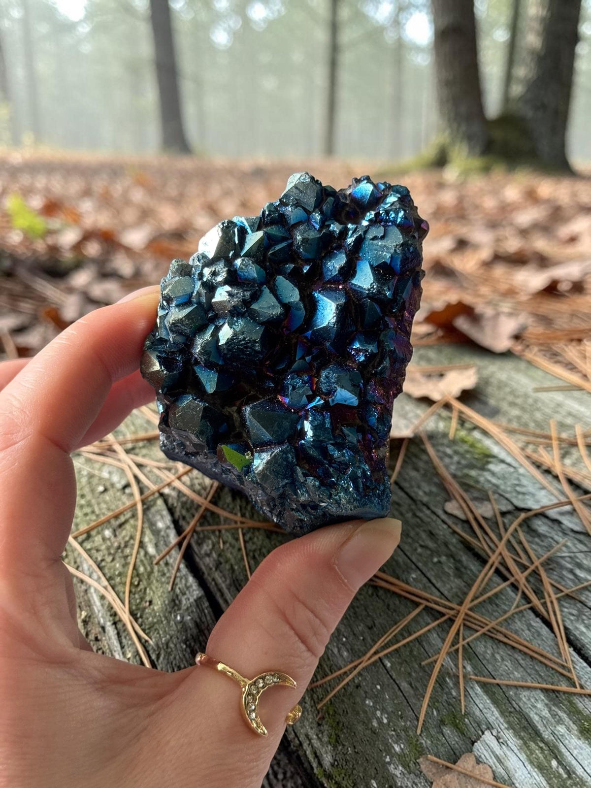 Mystic Blue Aura Amethyst Cluster | High Shine Druzy Crystal, Statement Piece
