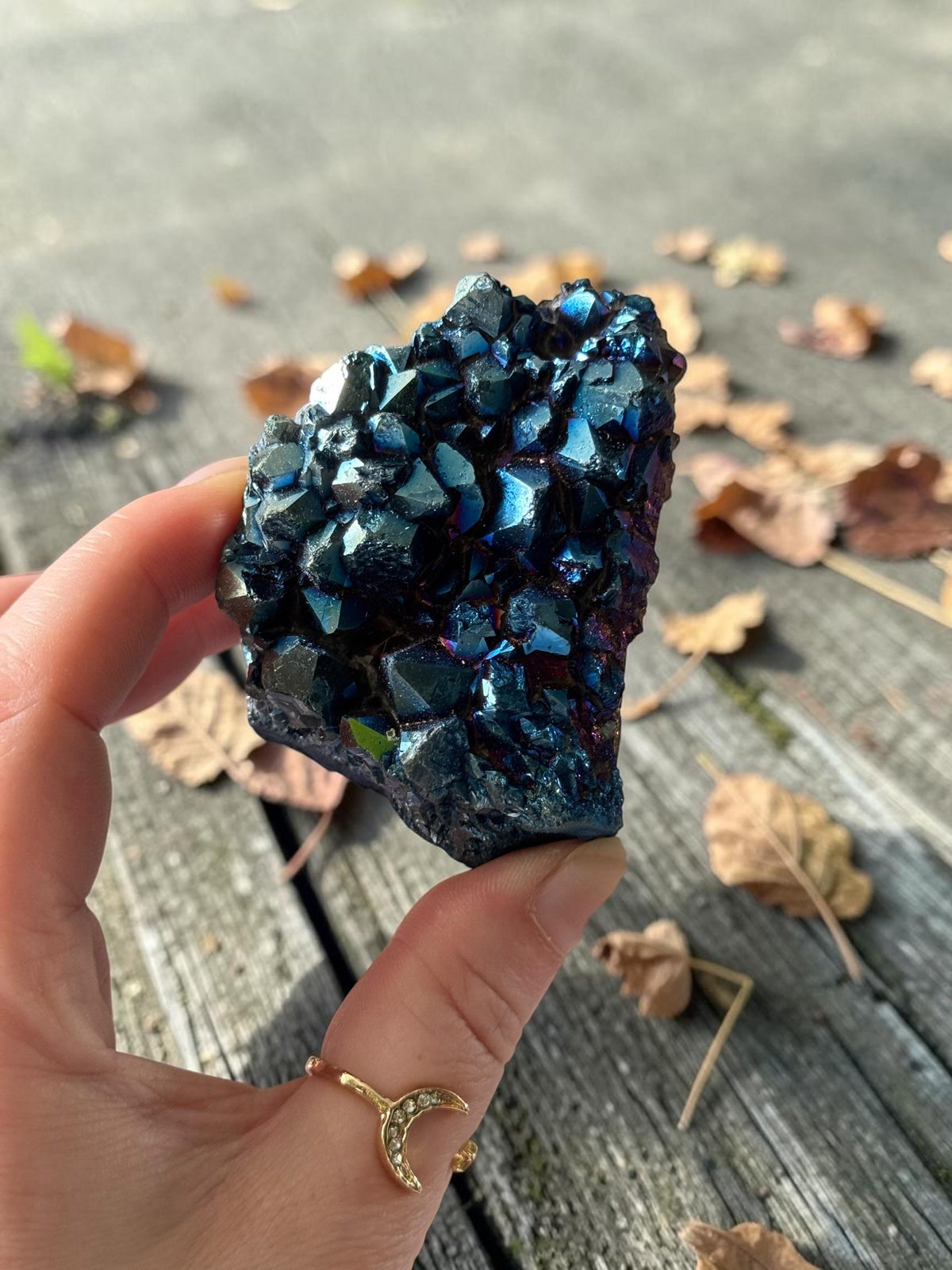Mystic Blue Aura Amethyst Cluster | High Shine Druzy Crystal, Statement Piece