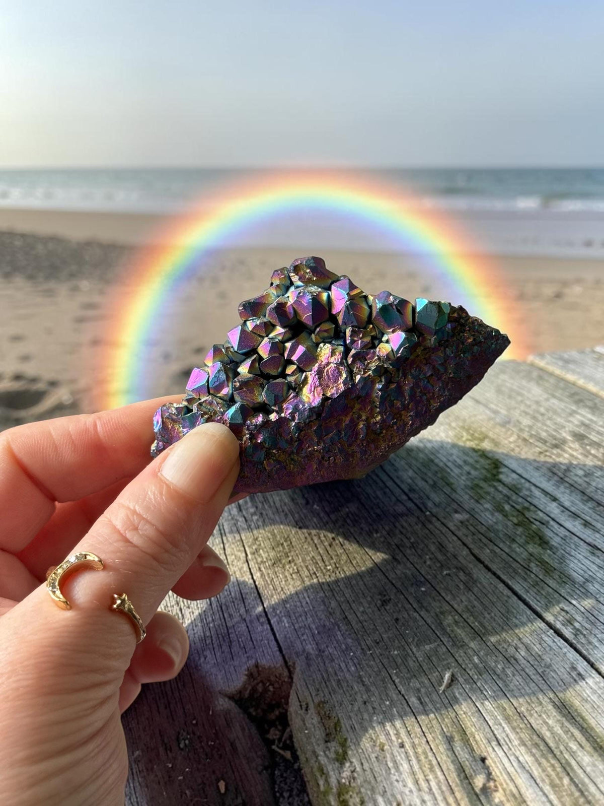 Titanium Aura Amethyst Cluster: High-Energy Spiritual Crystal
