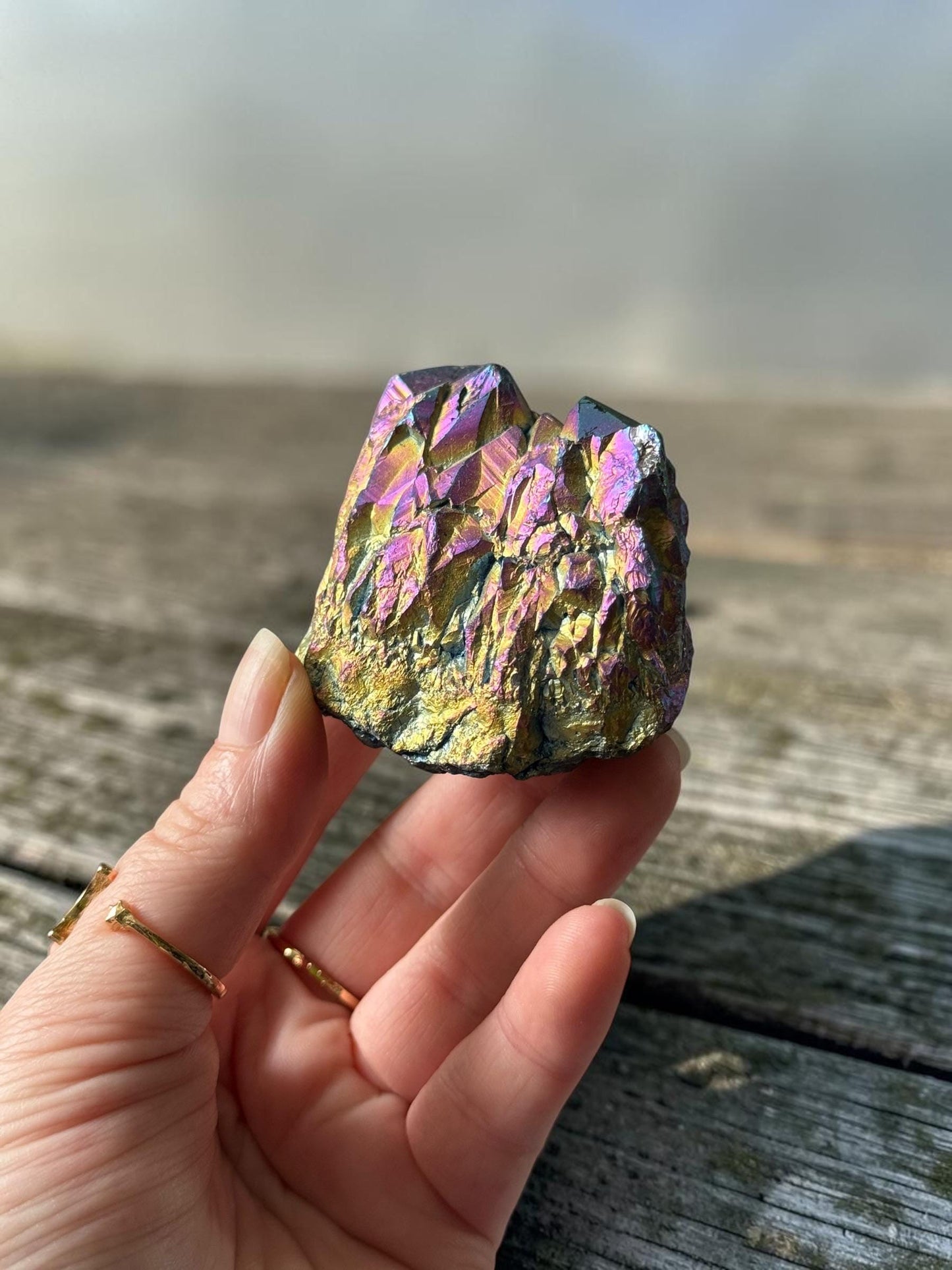 Titanium Aura Amethyst Cluster: High-Energy Spiritual Crystal