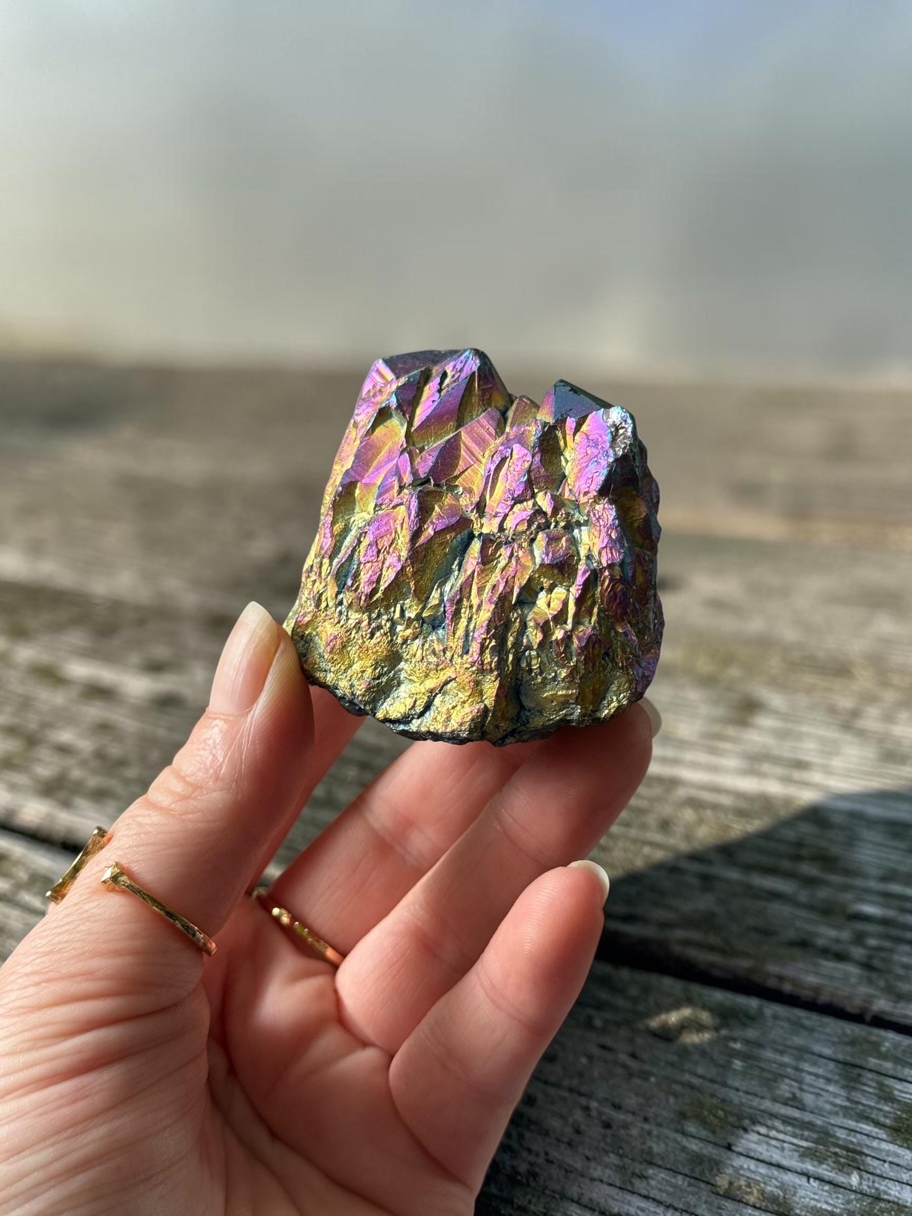 Titanium Aura Amethyst Cluster: High-Energy Spiritual Crystal