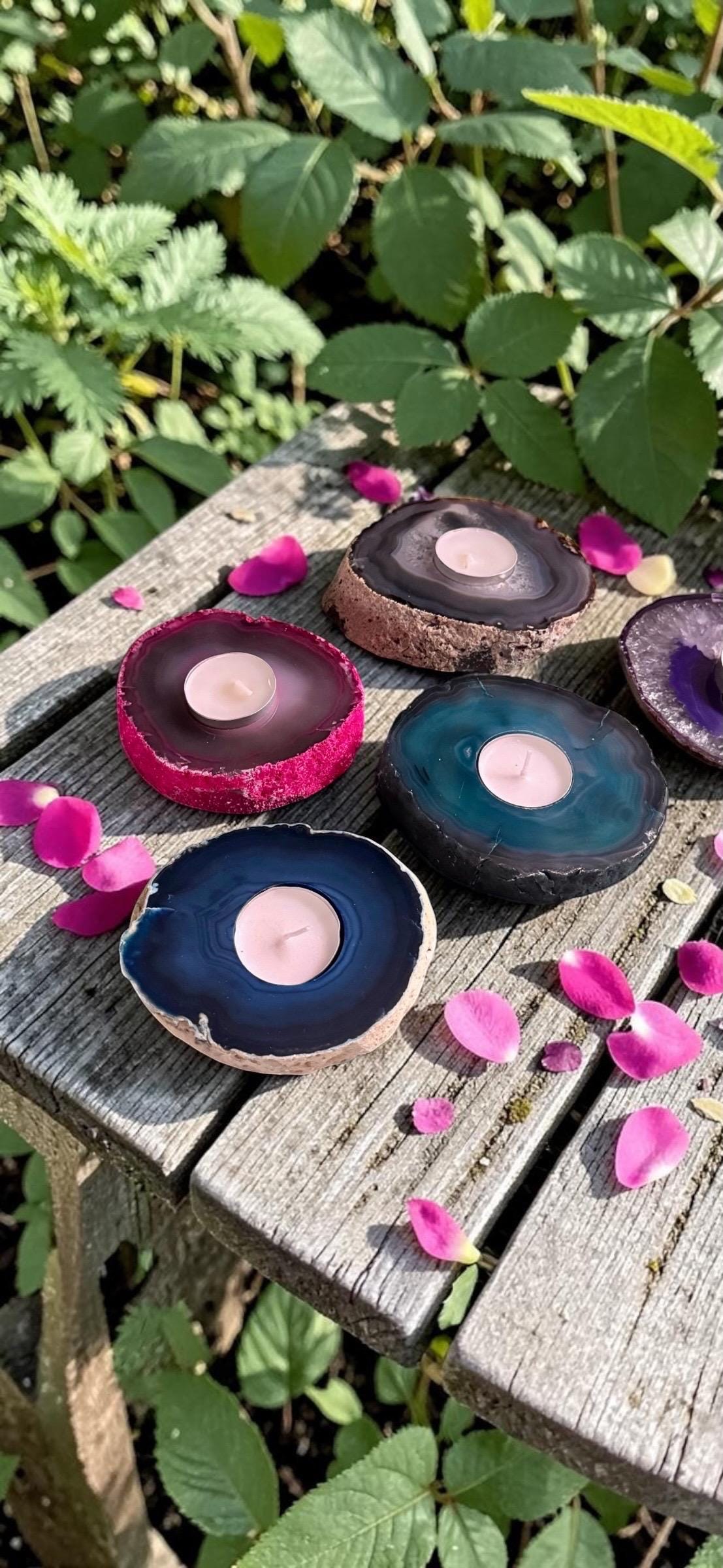 Agate Geode Candle Holder: Ethereal Crystal Home Decor
