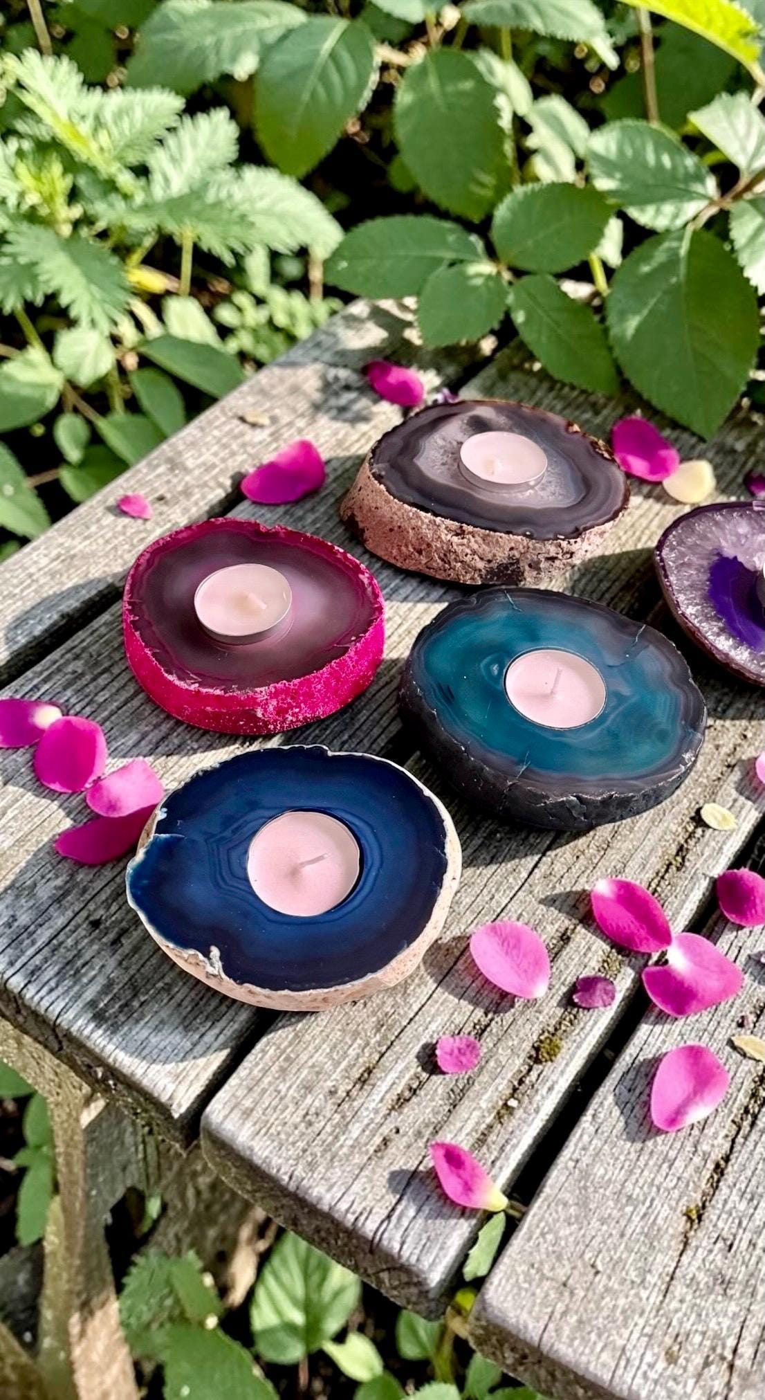 Agate Geode Candle Holder: Ethereal Crystal Home Decor