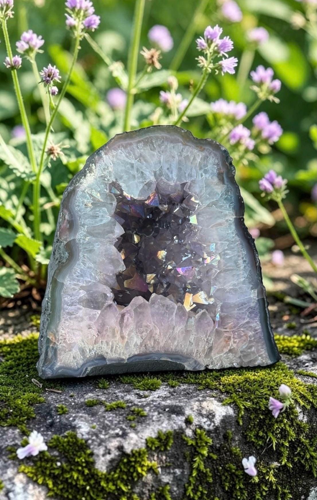 Amethyst Aura Cathedral Geodes – Rainbow Crystal Display Pieces | Luna by Louise, Crystal Shop UK