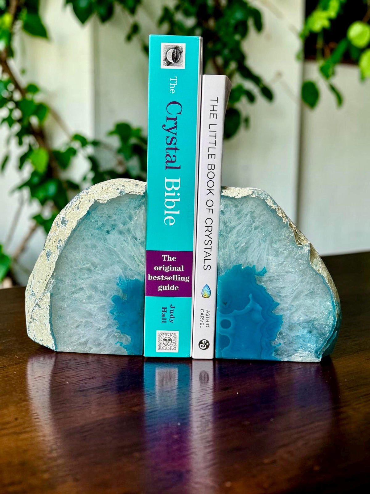 Teal Agate & Quartz Crystal Geode Bookends | Luxury Natural Agate Book Ends | Crystal Home Décor | Office Shelf Styling | #5
