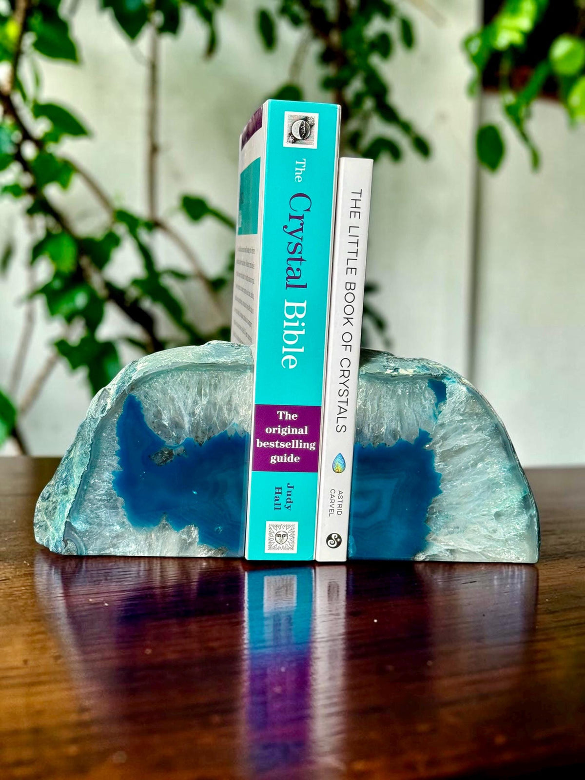 Teal Agate & Quartz Crystal Geode Bookends | Luxury Natural Agate Book Ends | Crystal Home Décor | Office Shelf Styling | #6
