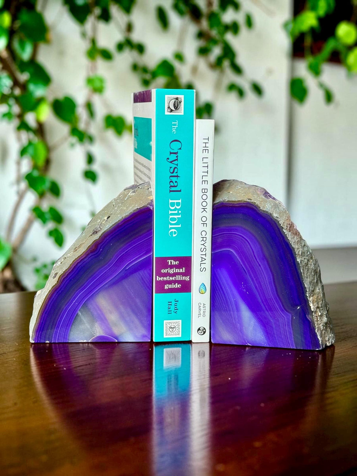 Purple Agate & Quartz Crystal Geode Bookends | Luxury Natural Agate Book Ends | Crystal Home Décor | Office Shelf Styling | SET #4