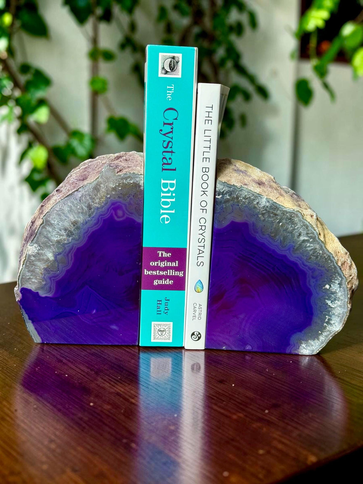 Purple Agate & Quartz Crystal Geode Bookends | Luxury Natural Agate Book Ends | Crystal Home Décor | Office Shelf Styling | SET #5