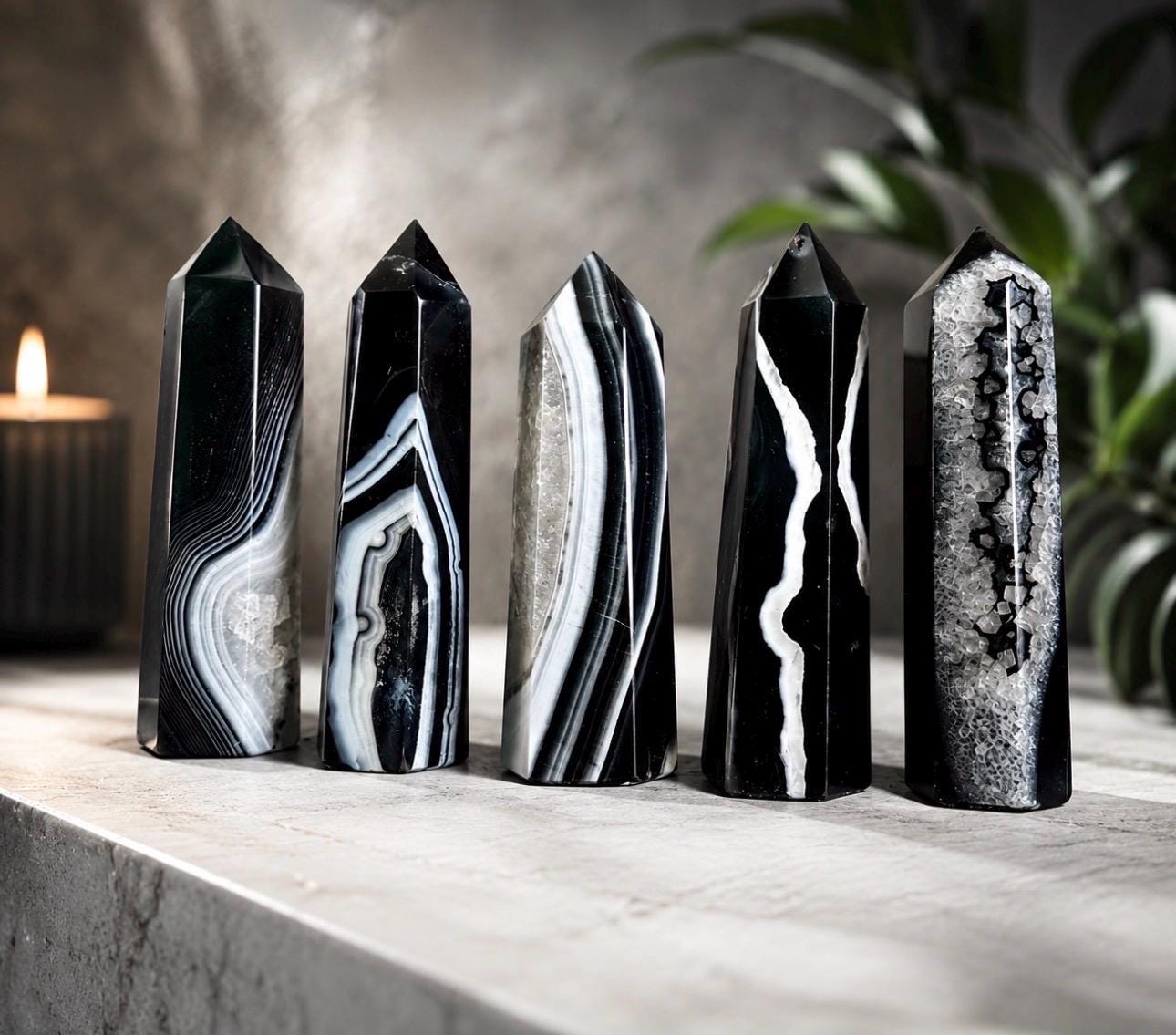 Black Onyx Druze Tower: Protective Crystal Decor