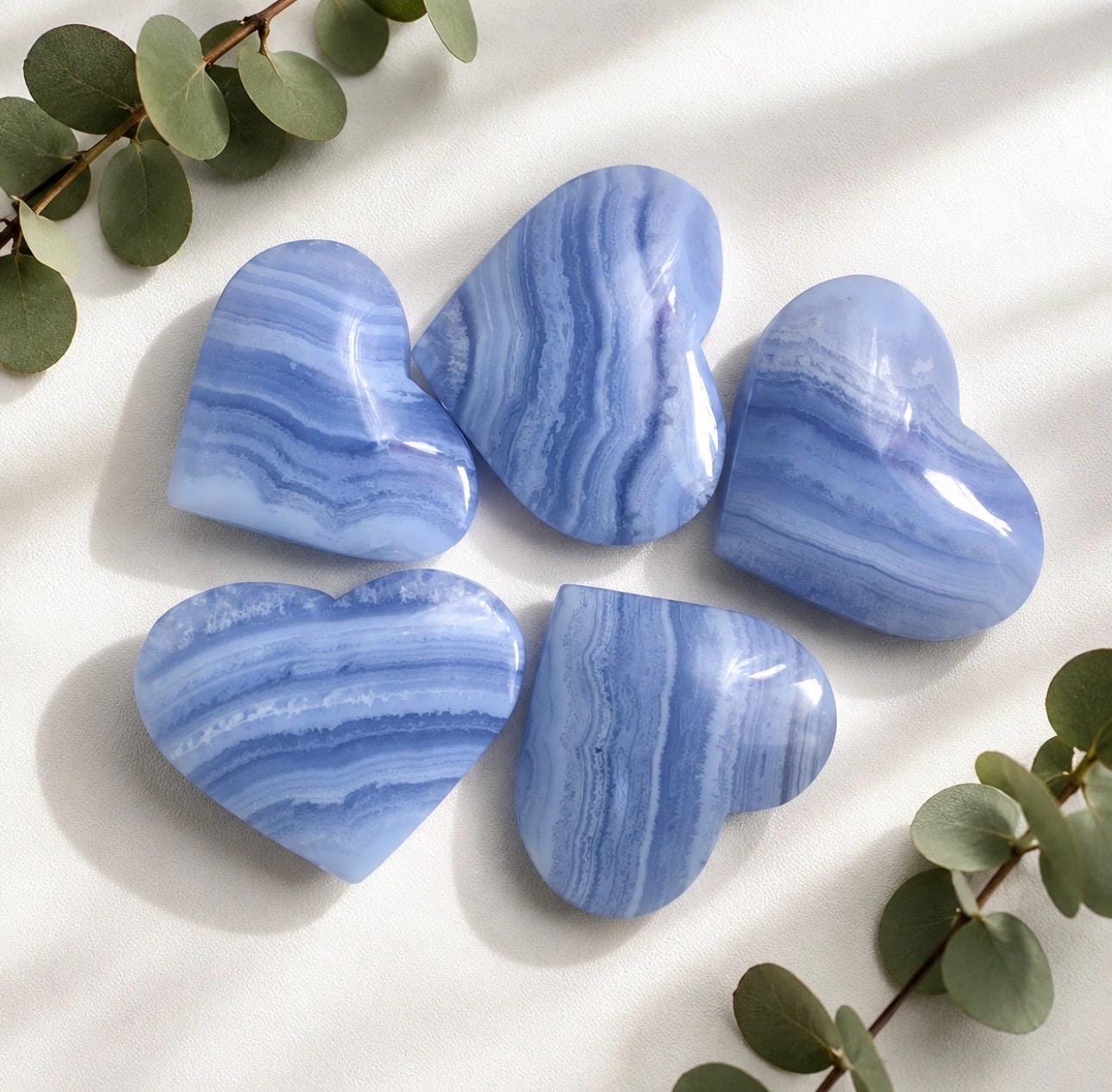 Blue Lace Agate Heart Carving – Calming Energy Stone, Luna by Louise, Crystal Shop UK