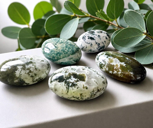 Moss Agate Palm Stone: Nurturing Earth Energy Crystal