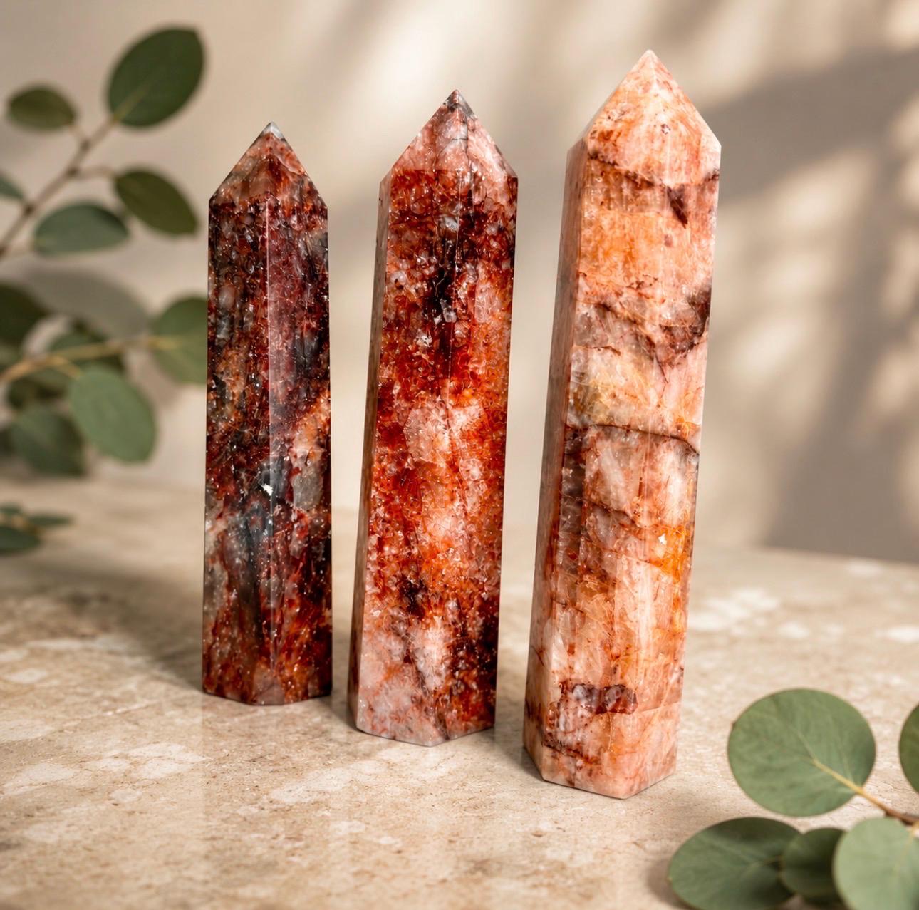 Fire Quartz Large Tower: Hematoid Crystal, Polished Standing Stone