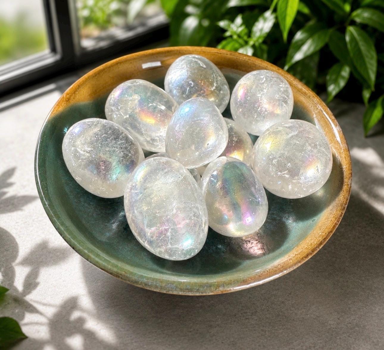 Angel Aura Quartz Tumble Stone – Radiant Iridescent Crystal for Joy & Serenity