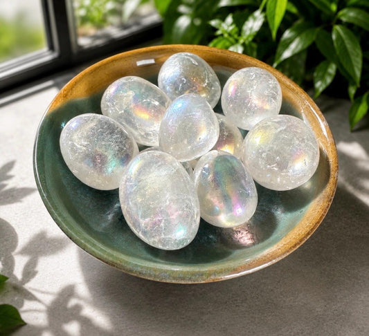 Angel Aura Quartz Tumble Stone – Radiant Iridescent Crystal for Joy & Serenity
