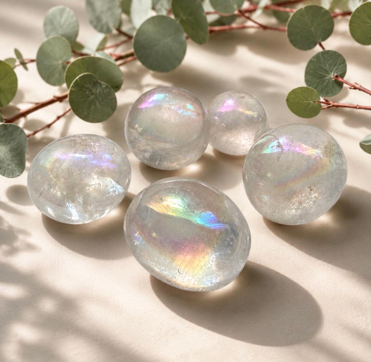 Angel Aura Quartz Tumble Stone – Radiant Iridescent Crystal for Joy & Serenity