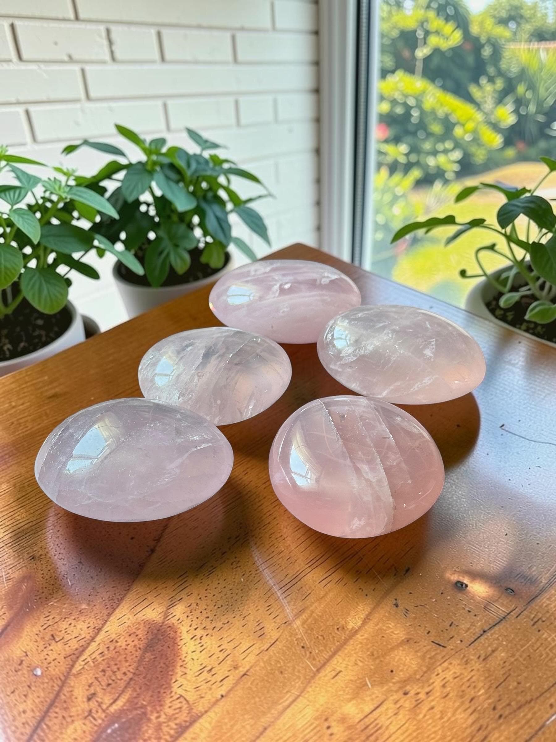 Rose Quartz Palm Stone: Love and Compassion Healing Crystal