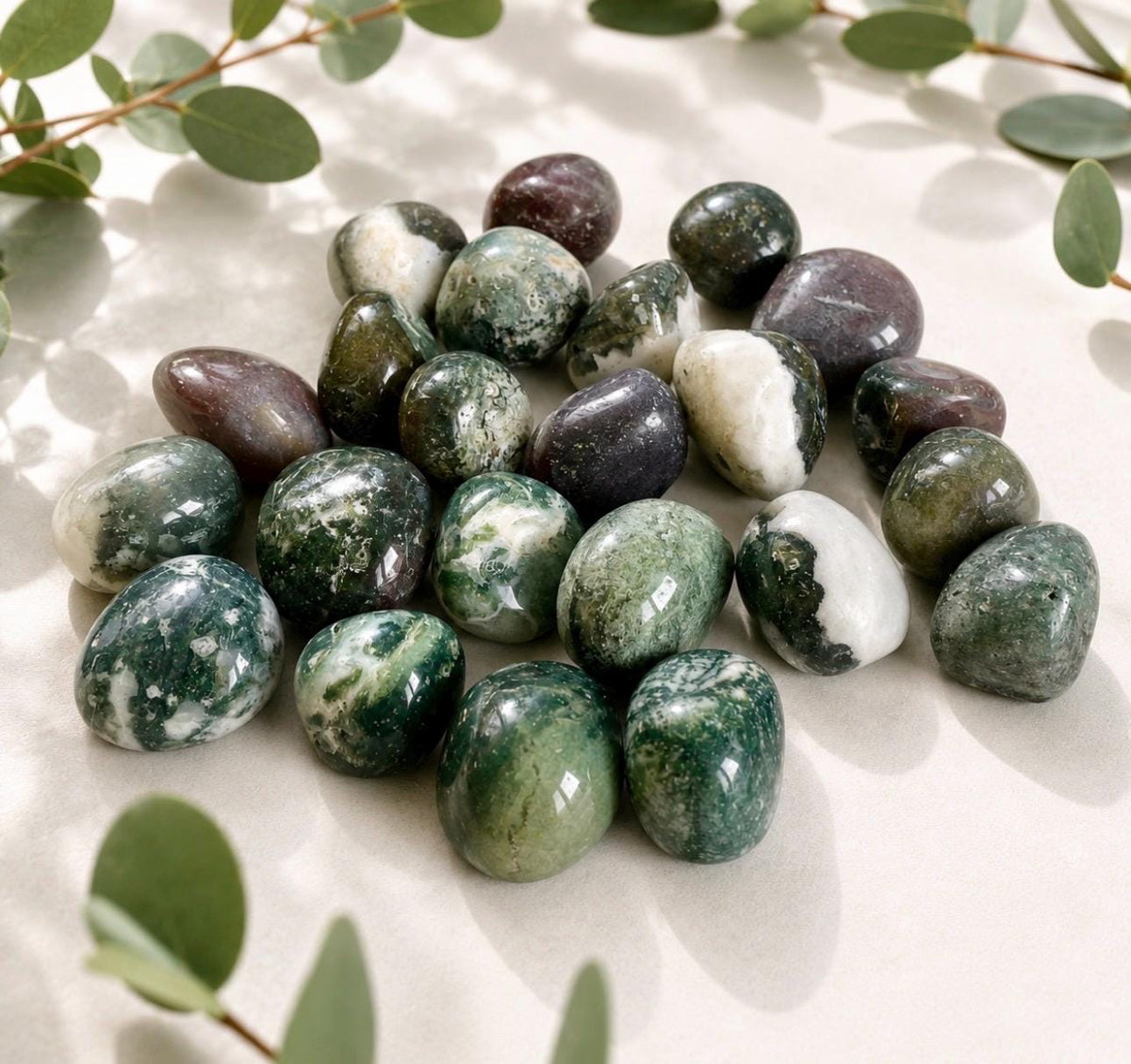 Moss Agate Spherical Tumble Stone | Nurturing Earth Energy in Every Stone