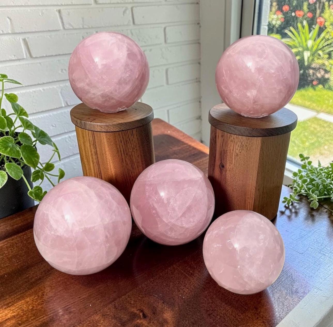 Dark Rose Quartz Sphere 60mm | Natural Deep Pink Crystal Ball | Polished Rose Quartz Sphere | Crystal Home Décor. Heart Chakra Crystal Gift