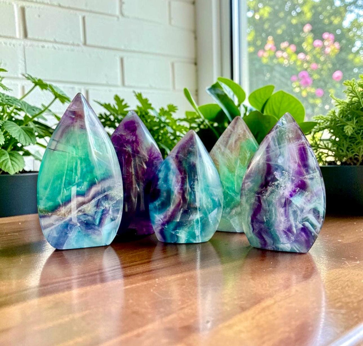 Rainbow Fluorite Crystal Flame | Natural Fluorite Flame | Polished Rainbow Fluorite | Crystal Home Décor | Meditation Crystal | Unique Flame