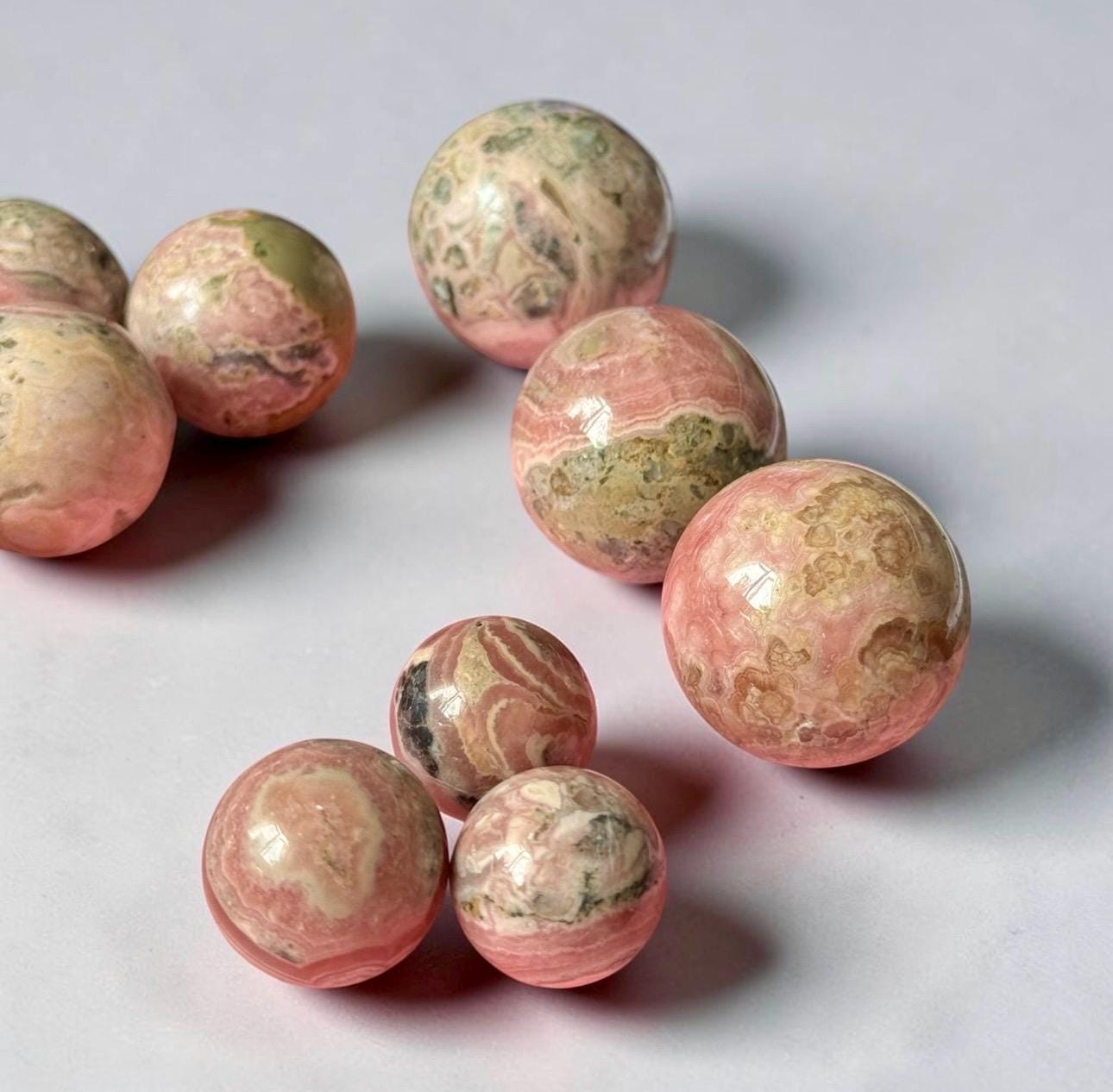 Grade AA Rhodochrosite Mini Sphere: Emotional Healing Crystal 22mm-34mm