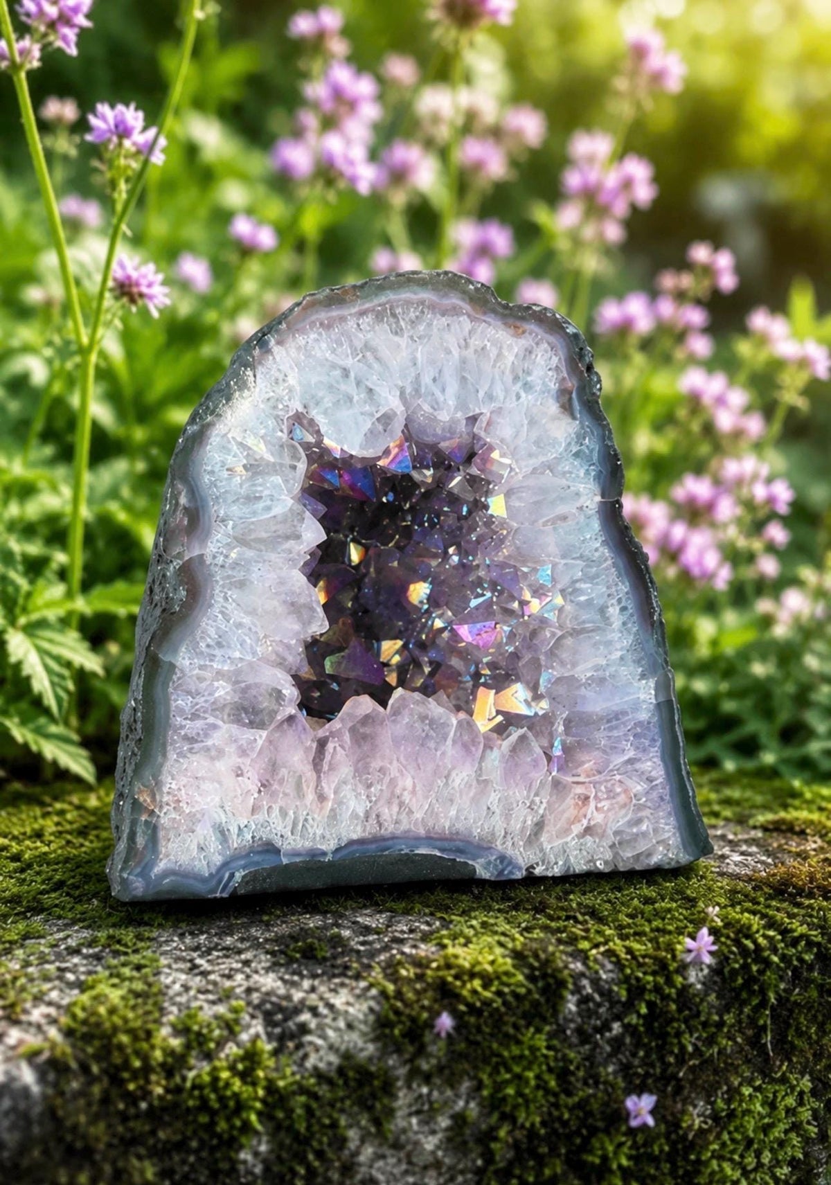 Amethyst Aura Cathedral Geodes – Rainbow Crystal Display Pieces | Luna by Louise, Crystal Shop UK
