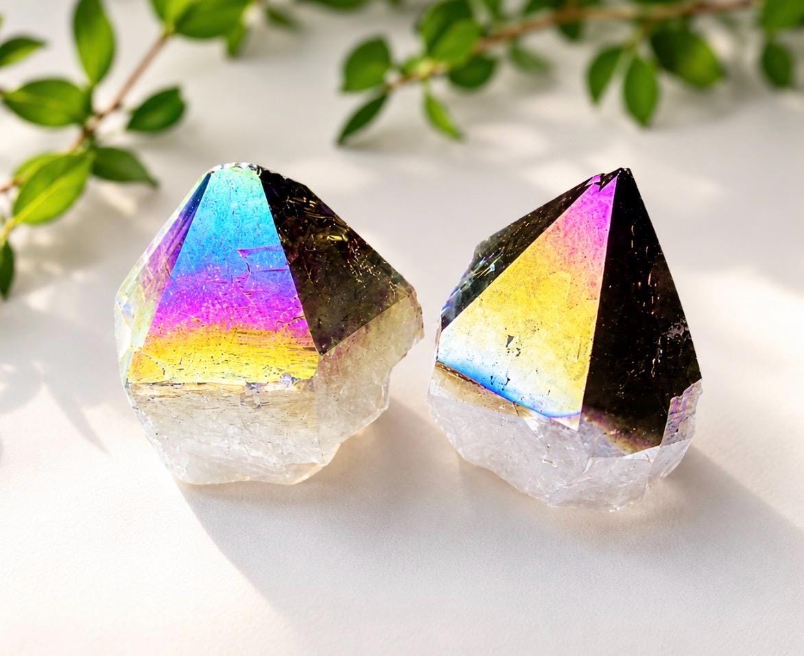 Amethyst Crystal Point: Celestial Aura Cut Base, Ethereal Purple Decor