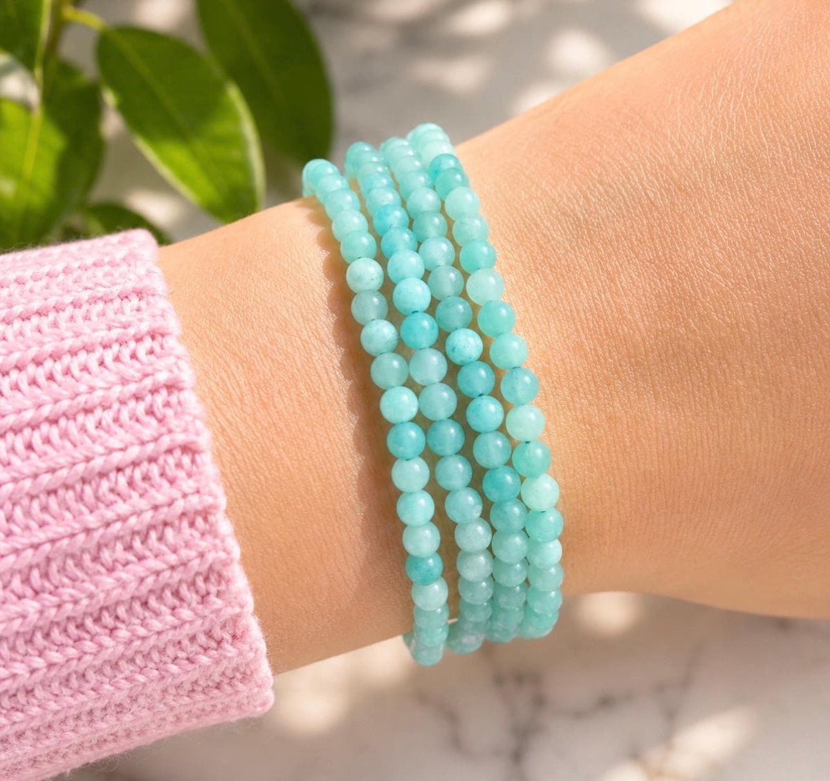 Amazonite Crystal Bracelet • 3mm Stretch Bead, Emotional Balance