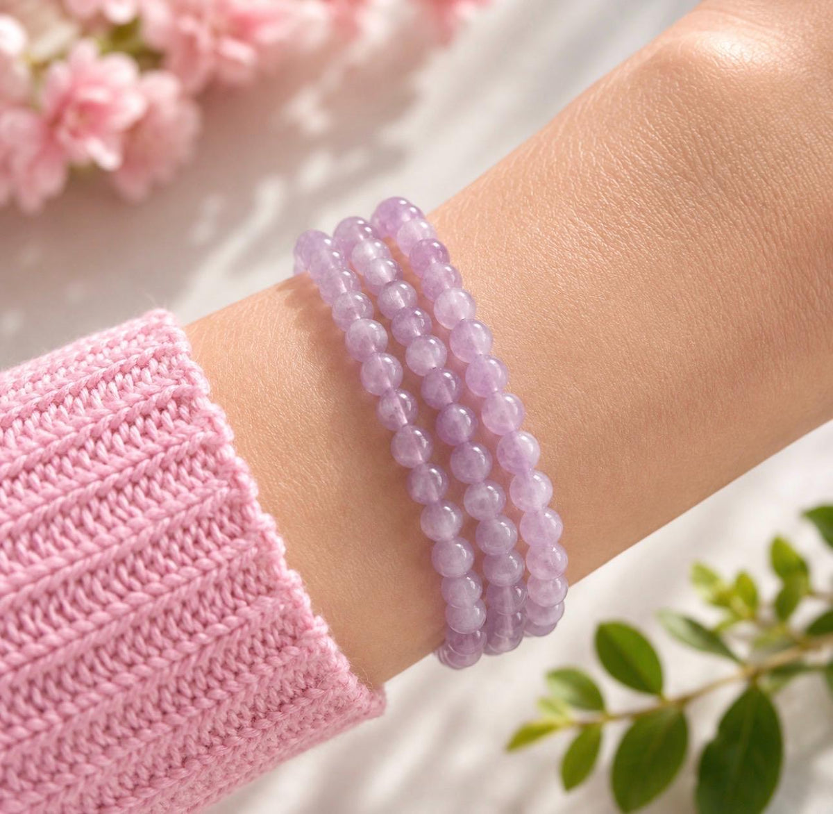 Lilac Amethyst Crystal Bracelet • Stress Relief, Calm (7.5")