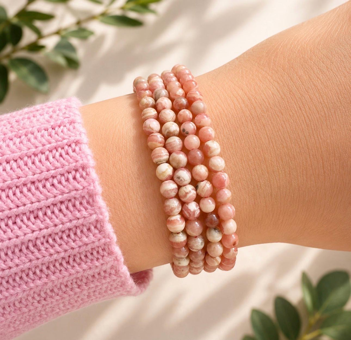 3mm Faceted Rhodochrosite Bracelet – Pink Gemstone Jewellery | Love, Joy & Emotional Balance