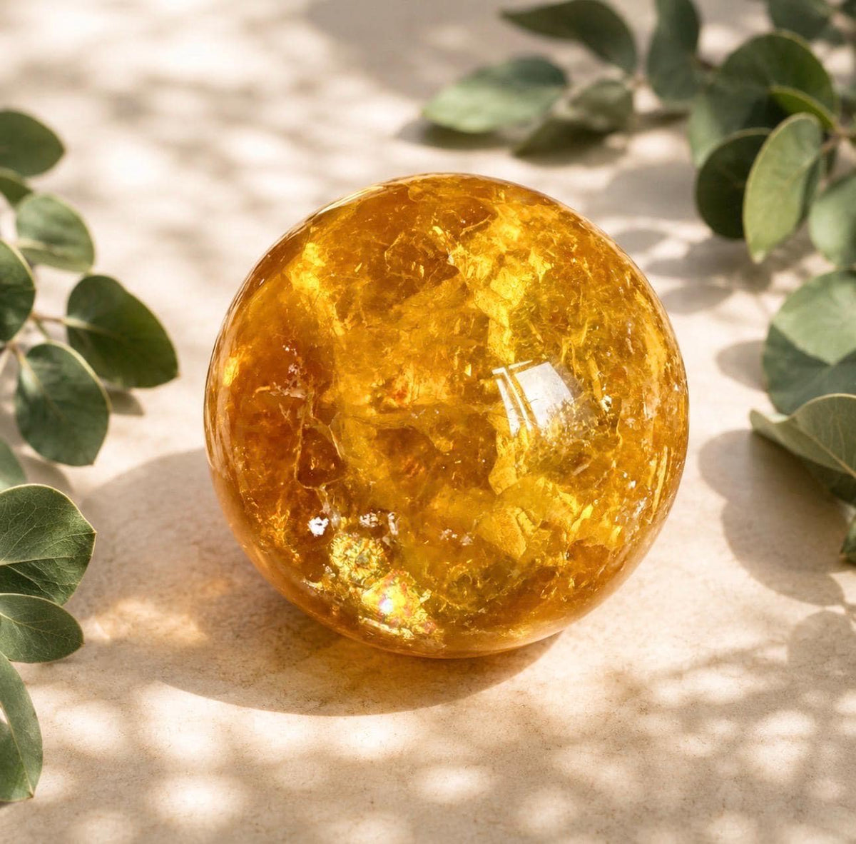 Yellow Fluorite Sphere with Mica: Crystal Healing, Confidence & Creativity 40-55mm
