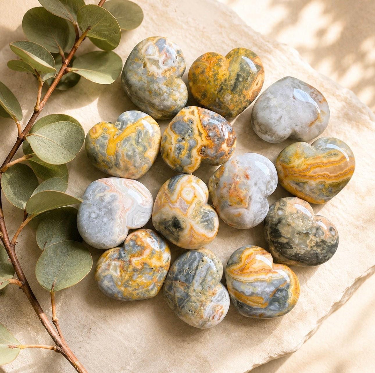 Polished Crazy Lace Agate Heart: Joy, Positivity, Healing Stone 40mm