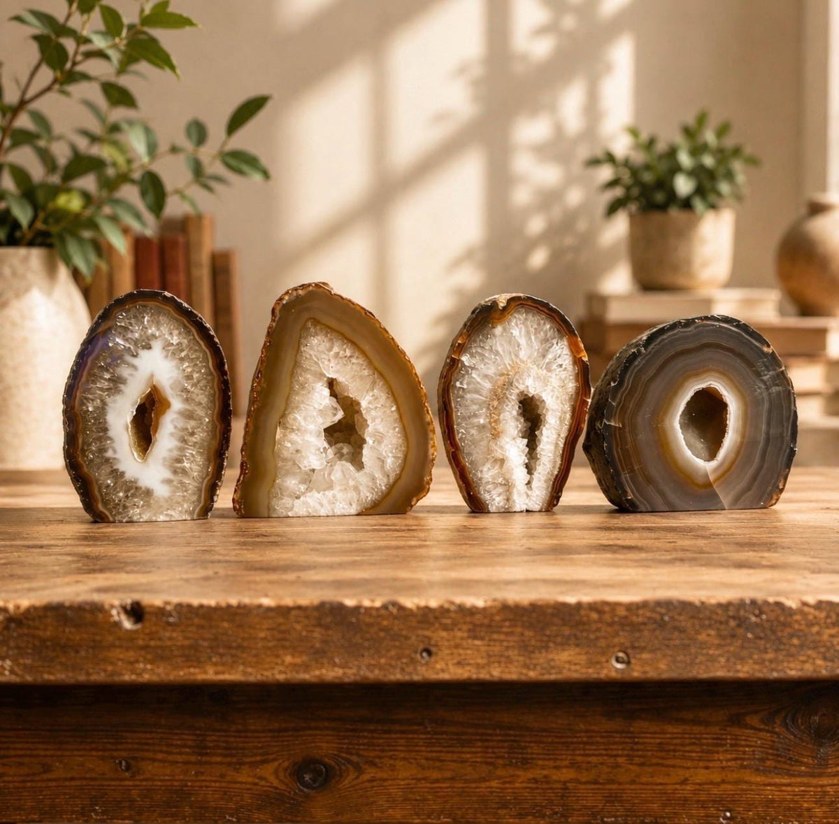 Natural Agate Crystal Slice: Standing Display Piece