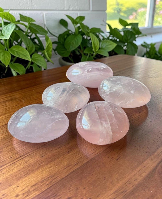 Rose Quartz Palm Stone: Love and Compassion Healing Crystal