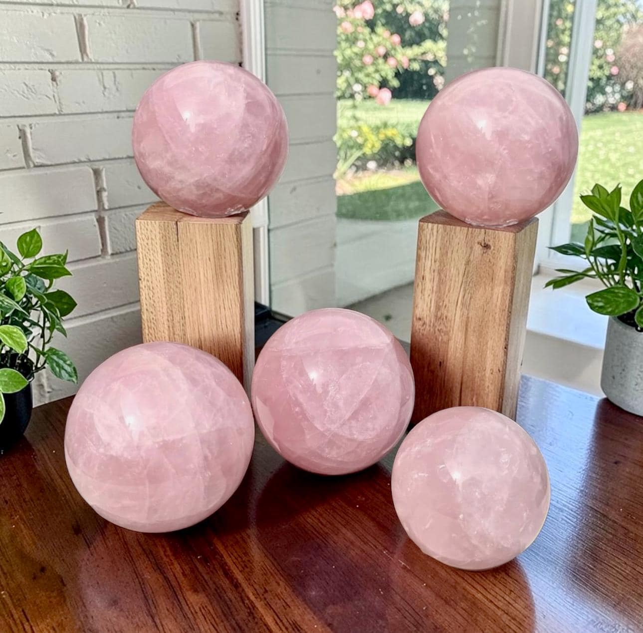 Dark Rose Quartz Sphere 60mm | Natural Deep Pink Crystal Ball | Polished Rose Quartz Sphere | Crystal Home Décor. Heart Chakra Crystal Gift