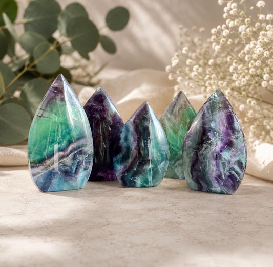 Rainbow Fluorite Crystal Flame | Natural Fluorite Flame | Polished Rainbow Fluorite | Crystal Home Décor | Meditation Crystal | Unique Flame