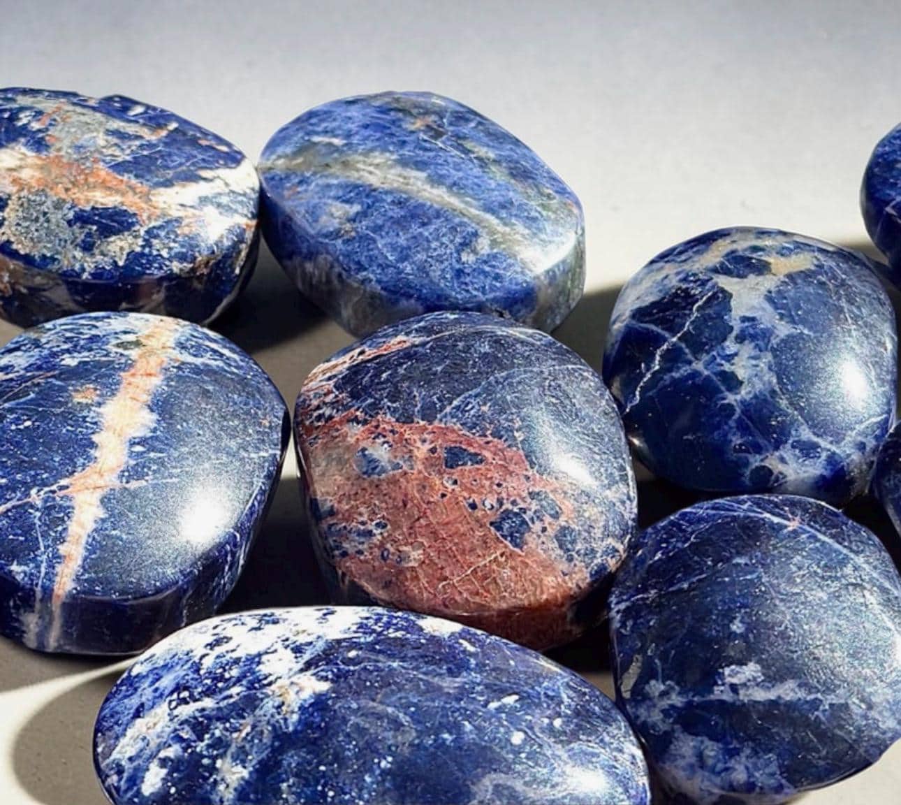 Sodalite Crystal Palm Stone – Clarity, Communication & Calm | Luna by Louise, Crystal Shop UK