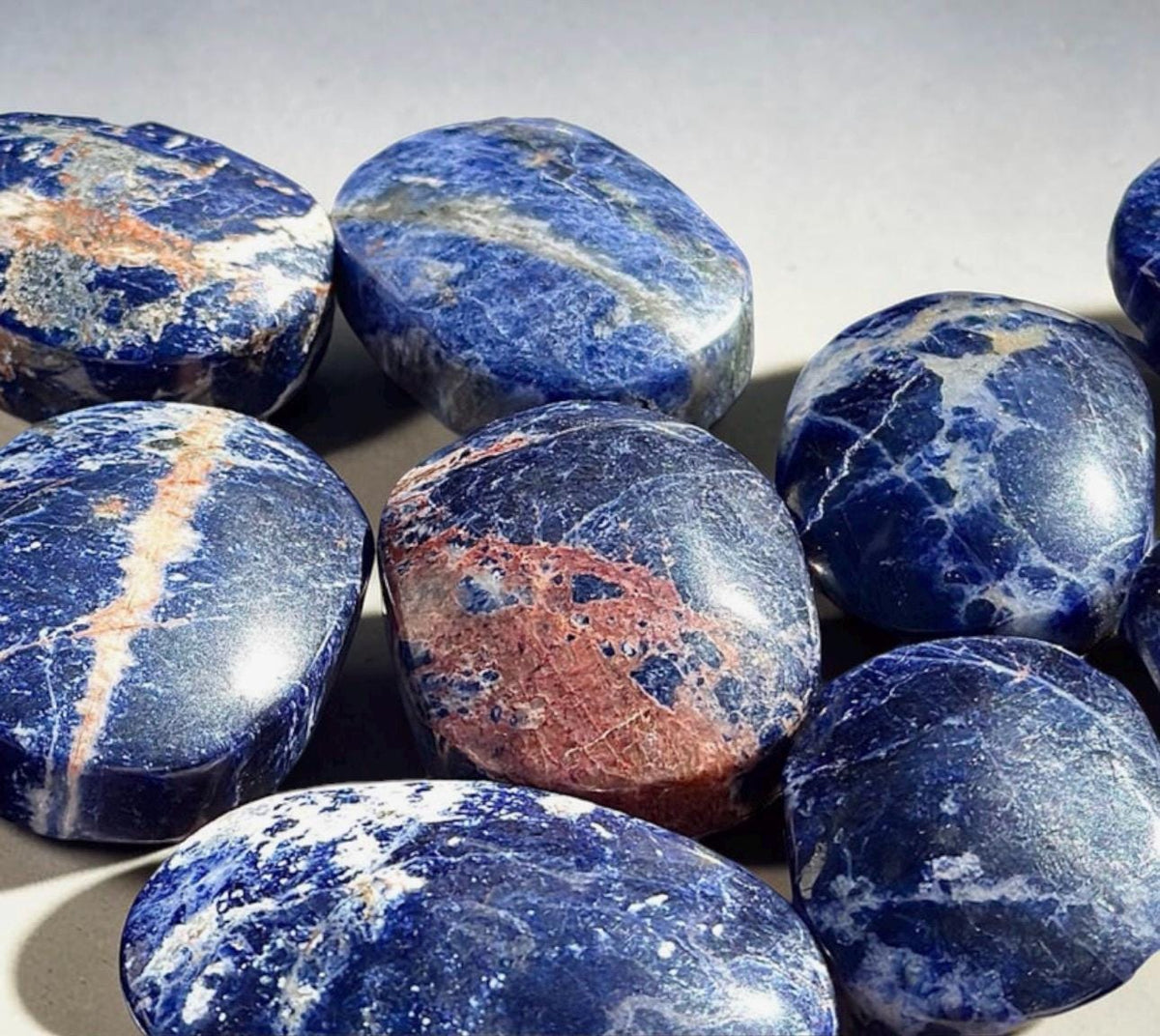 Sodalite Crystal Palm Stone – Clarity, Communication & Calm | Luna by Louise, Crystal Shop UK