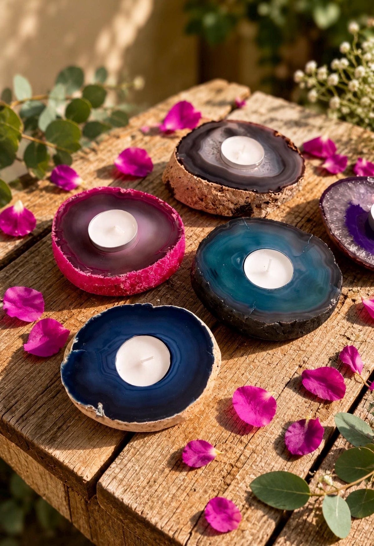 Agate Geode Candle Holder: Ethereal Crystal Home Decor