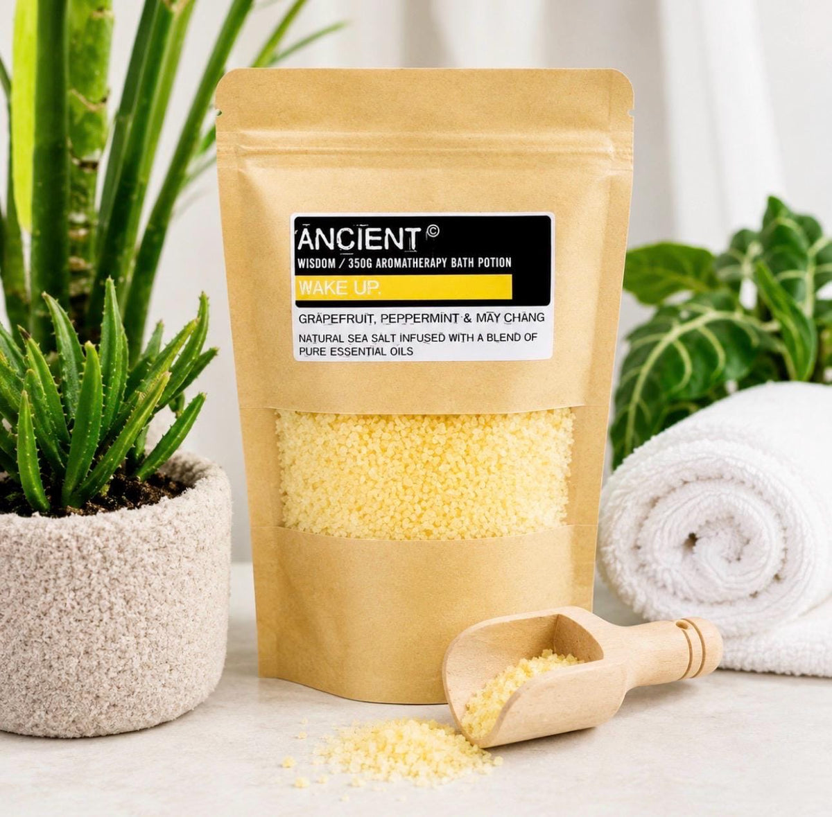 Wake Up Aromatherapy Bath Salts | Grapefruit Peppermint & May Chang | Natural Sea Salt Bath Soak | Essential Oil Bath Potion | Self Care Gif