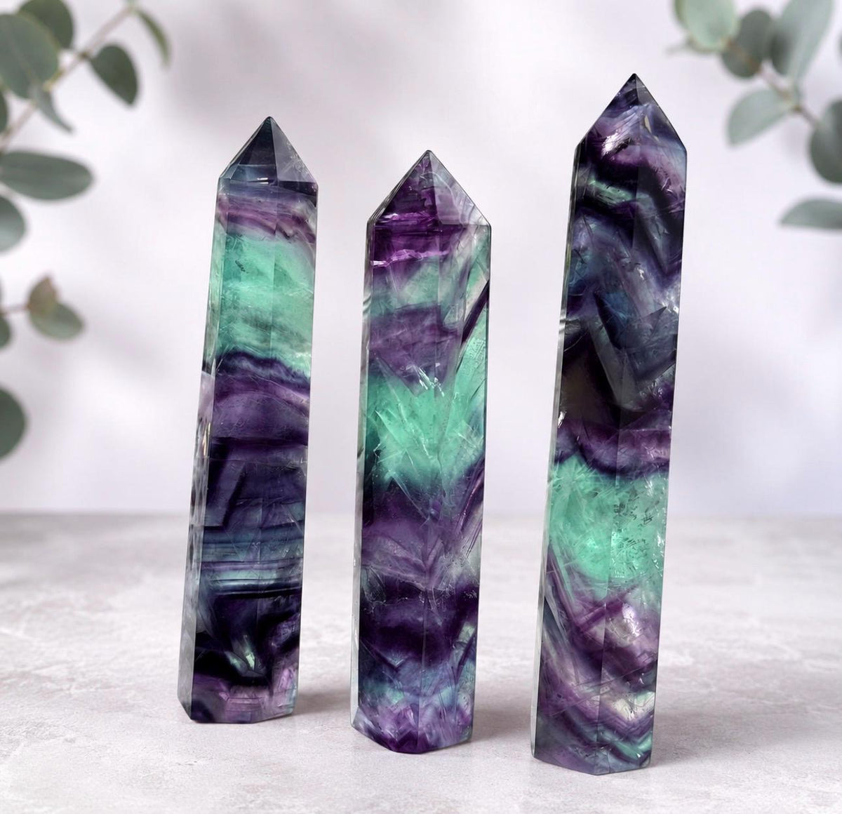 Large Rainbow Fluorite Crystal Tower 120mm-140mm– High-Grade Fluorite Clarity & Focus