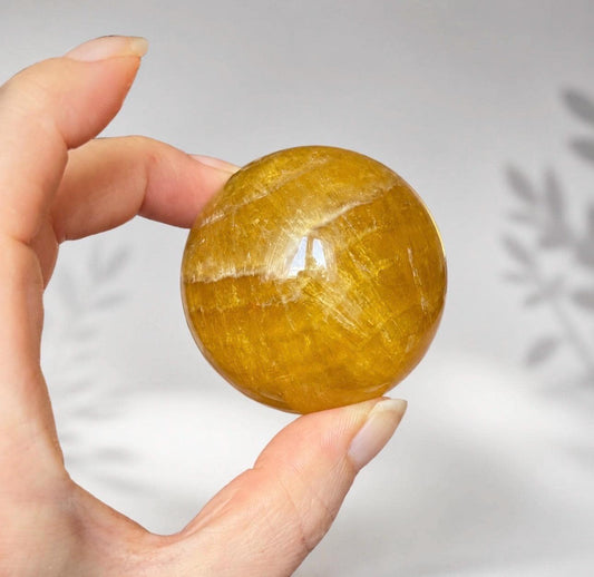 Yellow Fluorite Sphere with Mica: Crystal Healing, Confidence & Creativity 40-55mm